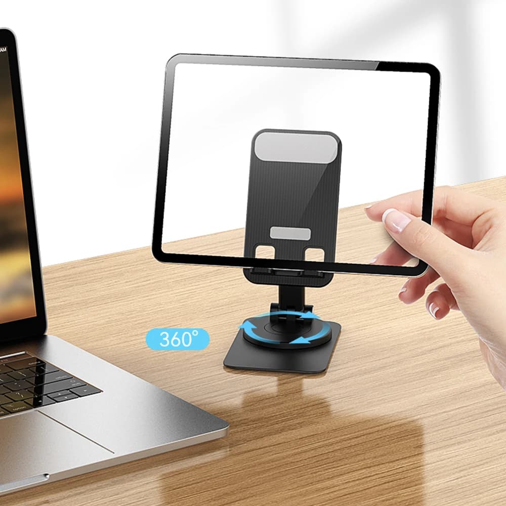 360° Metal Desk Mobile Cell Phone Tablet Stand Desktop Lazy Bedside Support Holder Foldable Hoisting Multi-Function Telescopic image