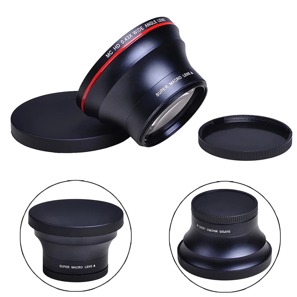 55mm 0.43x Professional HD Wide Angle Lens (with Macro Portion) for DSLR Cameras image