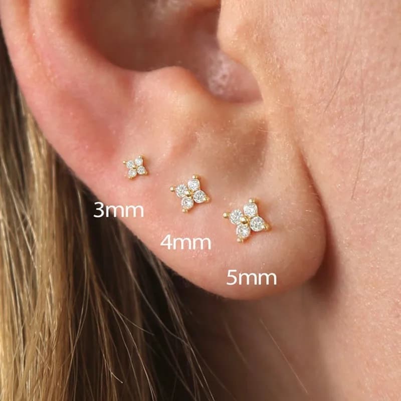 3/4/5MM 925 Sterling Silver 5A Zircon Simple Star Tiny Stud Earrings for Women Fine Jewelry Minimalist Ear Hole Care Accessories image