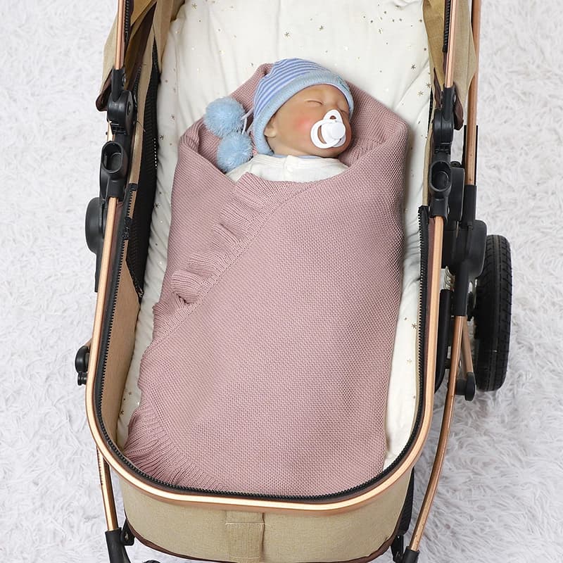 Dual-Use Baby Blankets Newborn Infant Kids Boys Girls Solid Knit Stroller Nursery Travel Bed Cradle Quilts 90*70cm Receiving Mat image