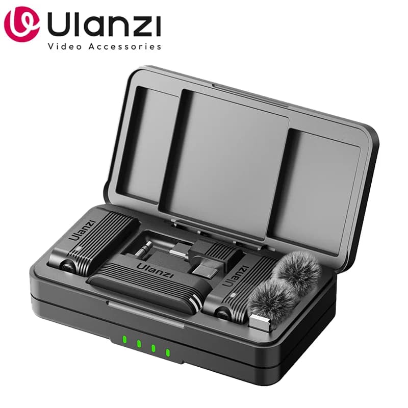 Ulanzi A100 Wireless Lavalier Lapel Mircophone for Camera Iphone 16 15 Pro Max Android DJI Action Pocket 3 with Dual Record Live image