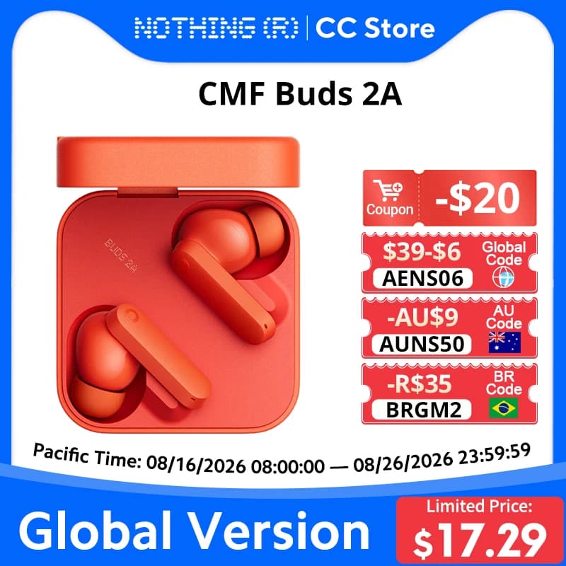 Global Version CMF by Nothing Buds 2A In-Ear Wireless 12.4mm Driver 42dB ANC 4HD Mics Long Battery Life Low Delay Bluetooth 5.4 image
