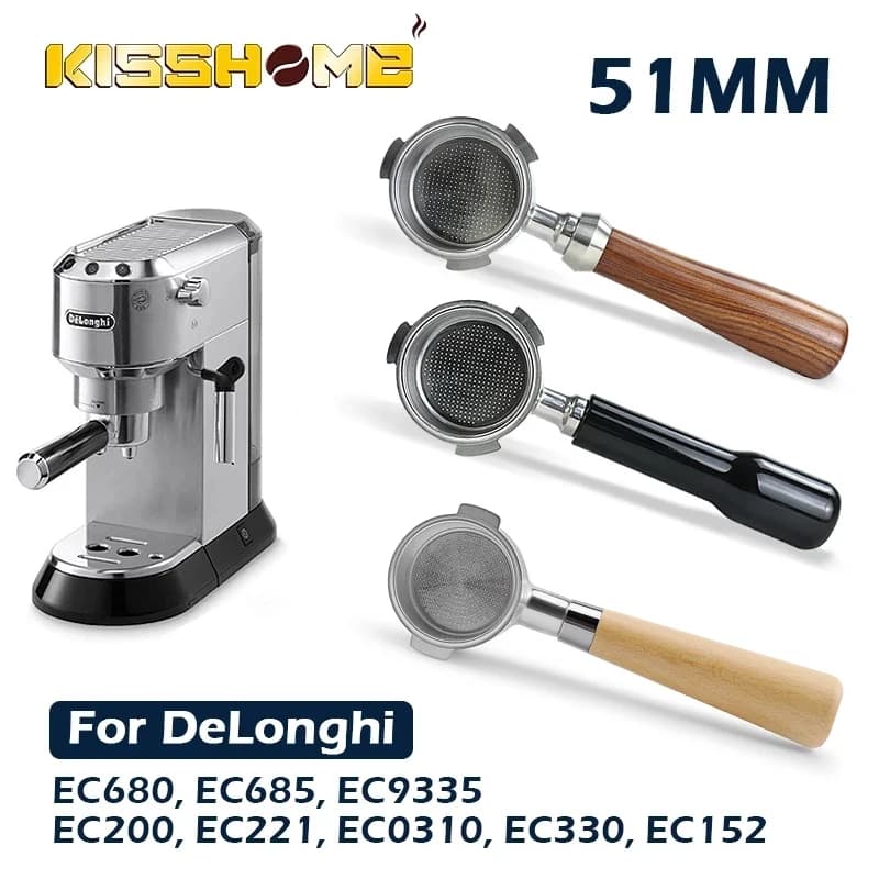 Coffee Portafilter Bottomless Filter Holder 51mm For Delonghi EC685 EC680 Basket Set Replacement Barista Espresso Accessories image
