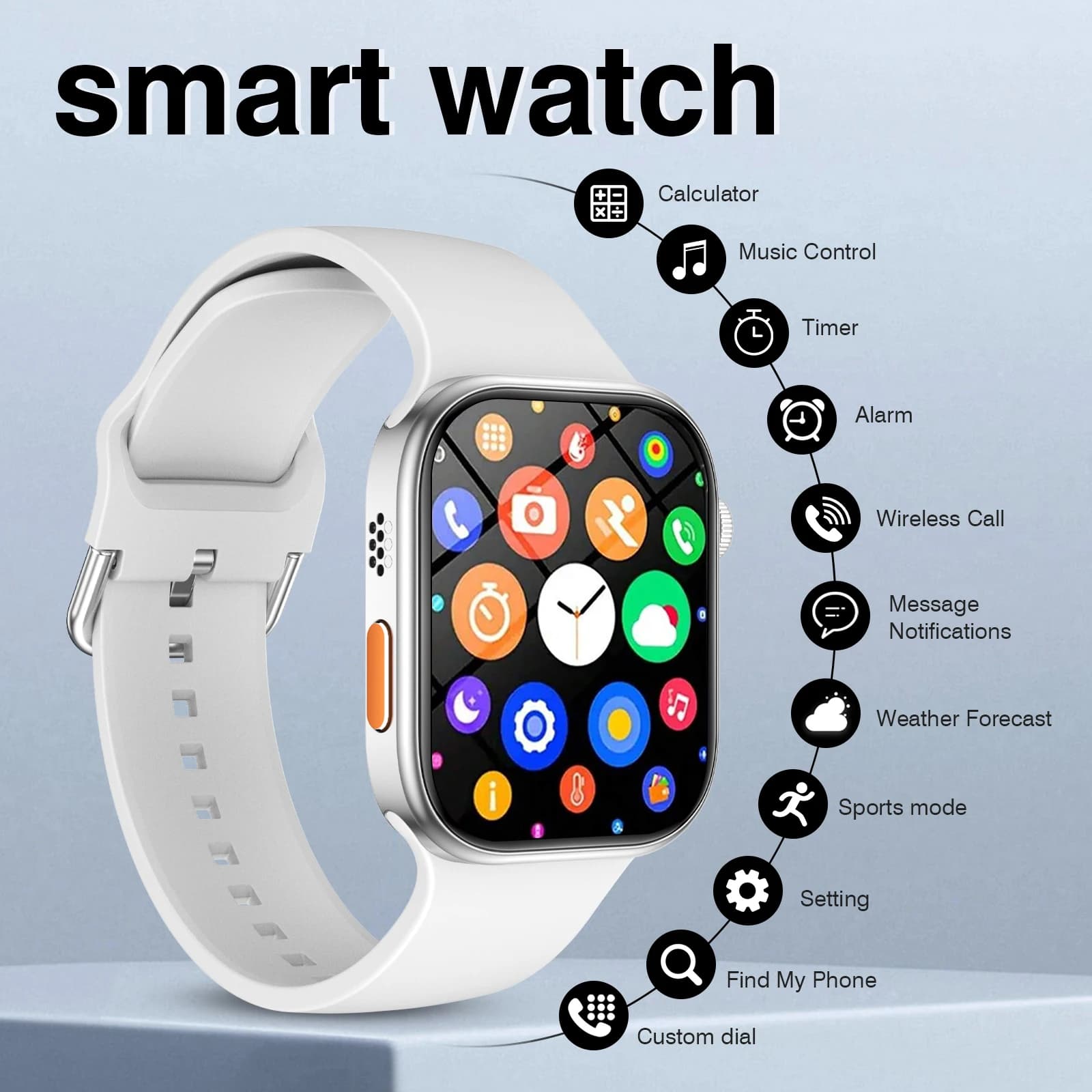 Smart Watch, Wireless Call/Dial, Multi-Sport Mode, Multiple APP Reminders, Suitable for Men and Women, Compatible with IPhone/An image