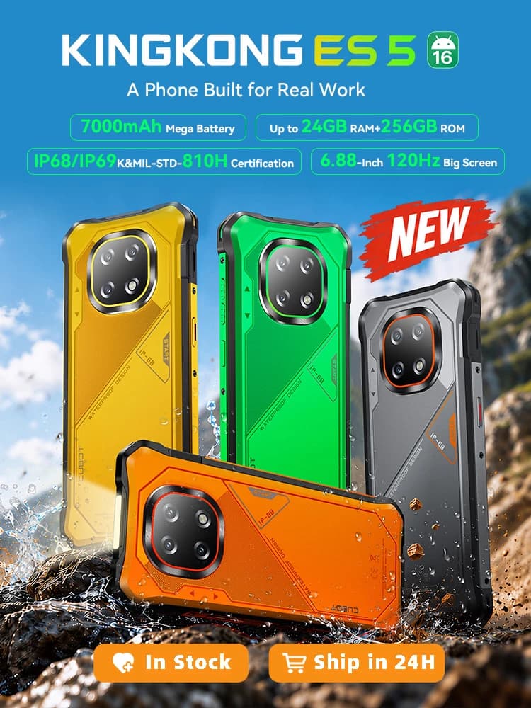 Rugged Smartphone Android 16 Cubot KingKong ES 5, Up to 24GB RAM(12+12GB), 256GB ROM, 6.88" 120Hz Screen, 7000mAh Mega Battery image