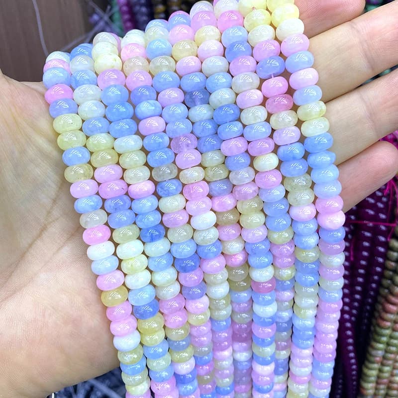 5x8MM Abacus Natural Stone Burma Jades Green Chalcedony Loose Spacer Beads for Jewelry Making Diy Bracelet Charms Accessories image