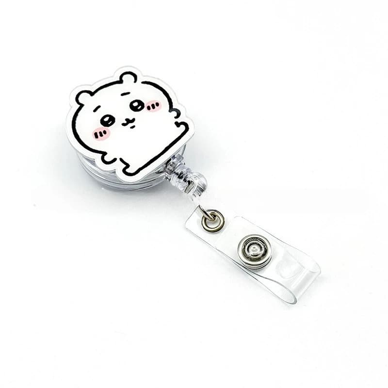 Cute Usagi Stretchable Zipper Work Badge Creative Hanging String ID Card Cartoon Hachiware Zipper Applicable for Workplaces image