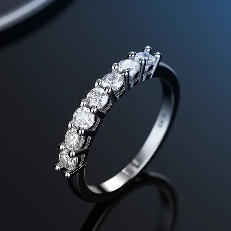 100% Pass Diamond Tester Pen Moissanite Ring Matching Wedding Diamond Band for Women 925 Sterling Silver Female Single Tail Ring image